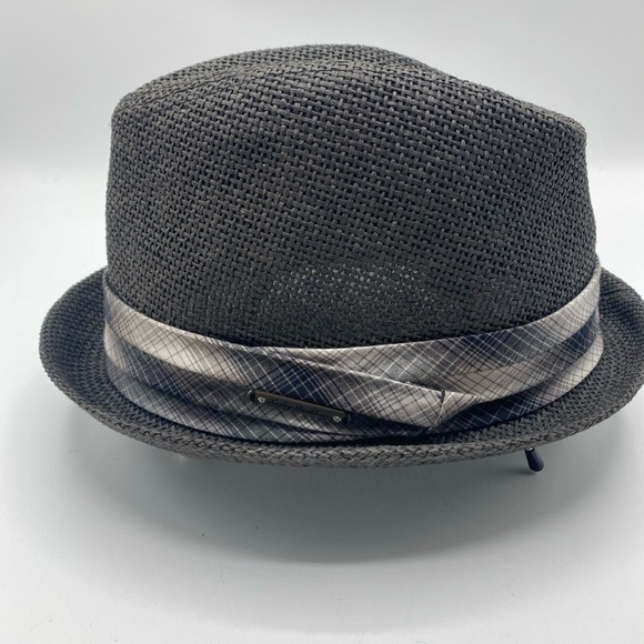 Harley Davidson Fedora Hat With Crosshatch Weave Style Black Gray Small - Picture 1 of 6